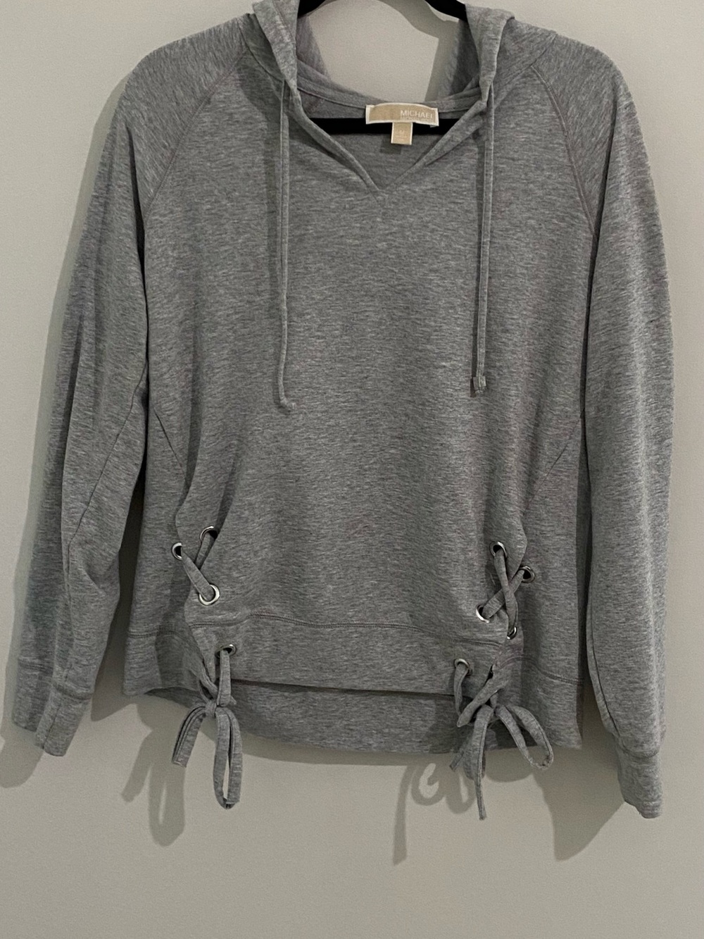 Michael Kors Heather Gray Lace-Up Hooded Pullover Women’s-M